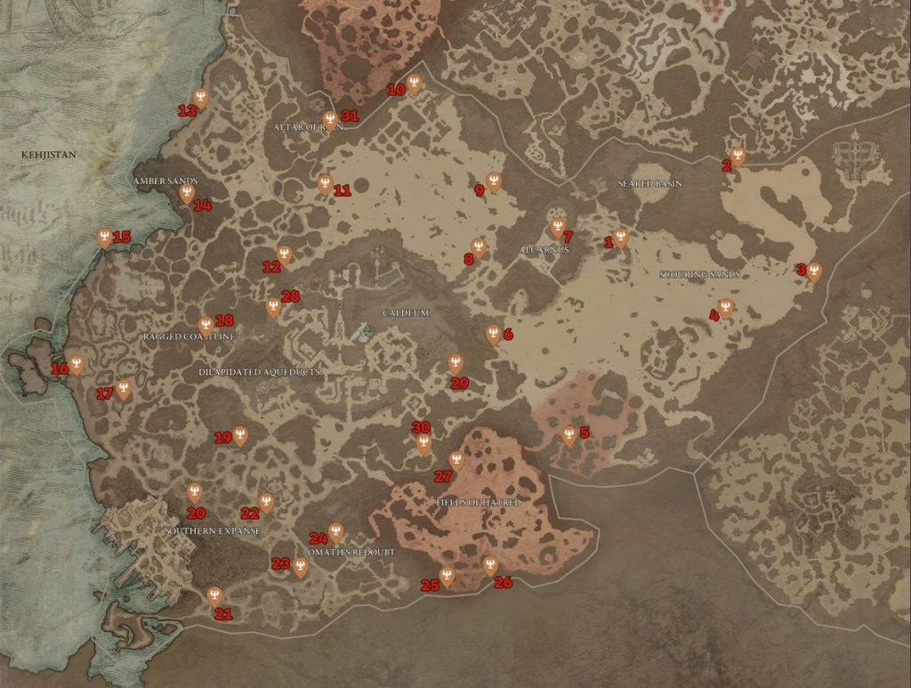 Kehjistan Altar of Lilith Locations